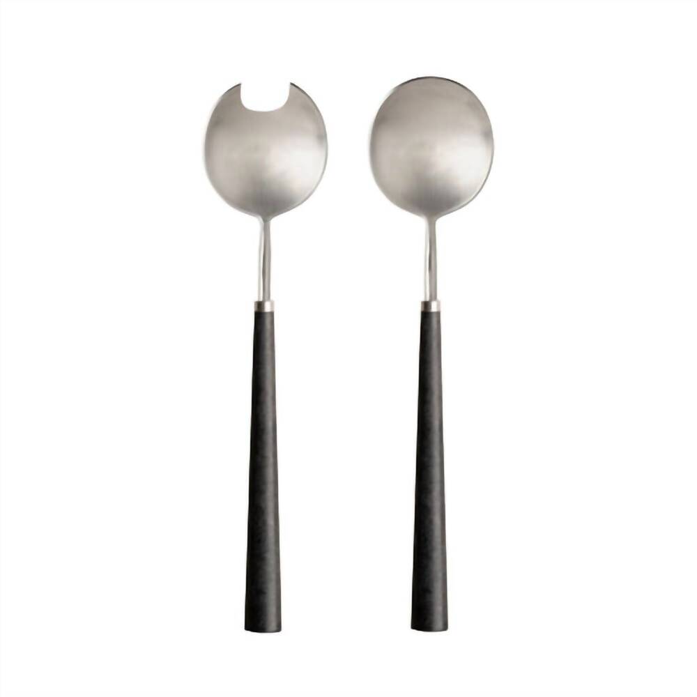 NEW COSTA NOVA pico flatware salad serving - set of 2 in black cable/ silver